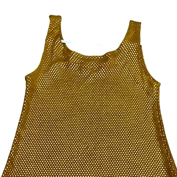 BETSEY JOHNSON Gold Sleeveless Mini Dress Shimmer Shiny Party Dress S-M size - Picture 3 of 6